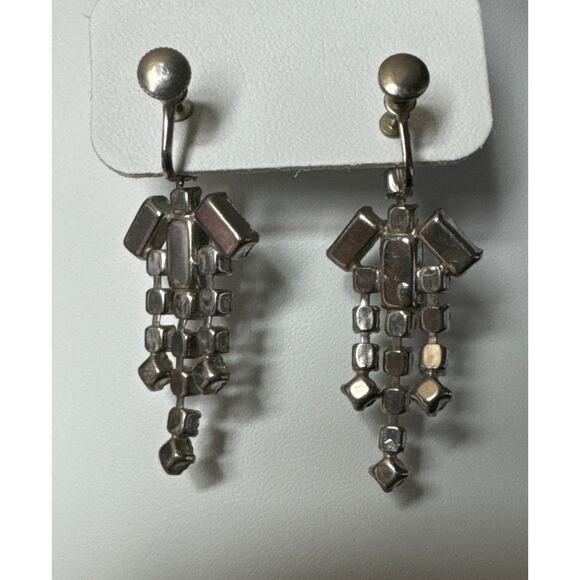 Vintage Art Deco-Style Clear Rhinestone Statement Chandelier Clip On Earrings - Picture 6 of 10